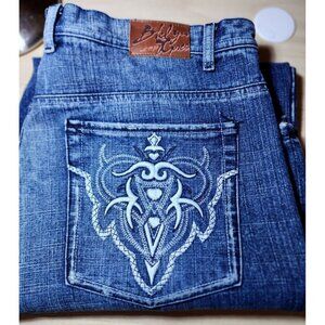 Y2K Brooklyn Xpress Embroidered Denim Jeans Mens Baggy Hip Hop Pipe